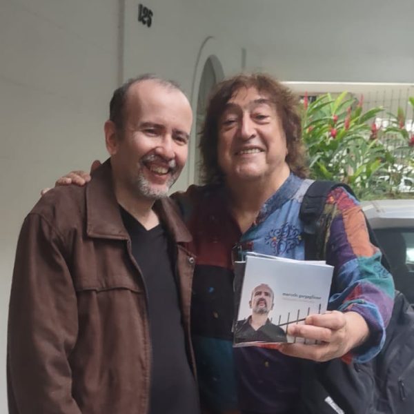 marcelo gargaglione e toninho horta > estúdio umuarama, laranjeiras, rj, 2025 > gravação do videoclipe da canção "ponteiros"